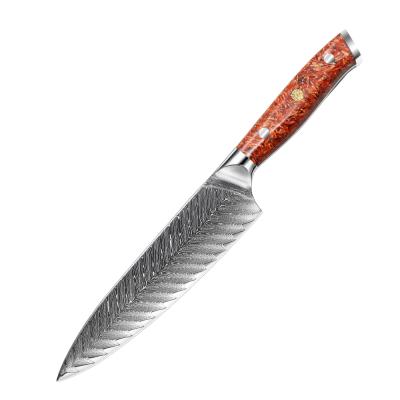 China Newest Style Damascus VG10 Disposable Kitchen Chef's Knife With Resin Wood Handle for sale