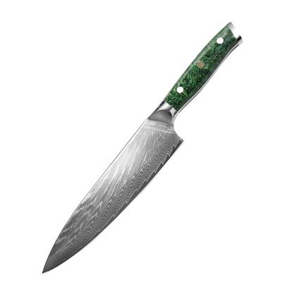 China 8 Inch Living Height Carbon Damascus Chef's Knife With Wheat Resin Steel Cooking Handle for sale