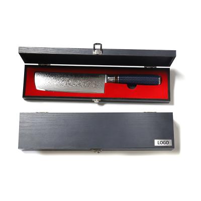 China Sustainable High End Quality 7Inch Damascus Cleaver Nakiri Knife With Wooden Box for sale