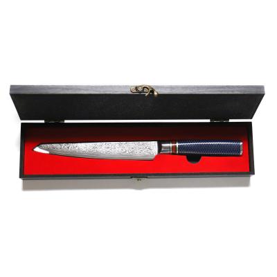 China Viable Sharp Razor Blade 8 Inch VG10 Damascus Steel Slicing Knife With Wooden Box for sale