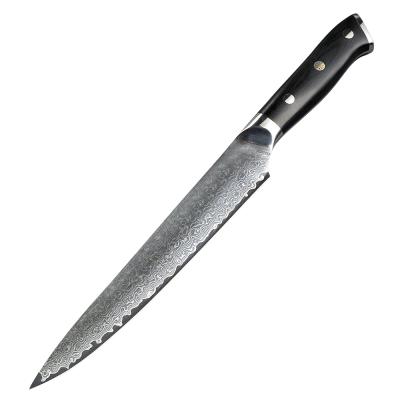 China Durable Sharp 8inch Blade 67 Layers Damascus Steel Carving Knife With Handle G10 for sale