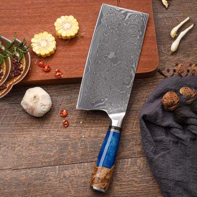 China 7 Inch Living Height Quality Damascus Steel Kitchen Cleaver Knife for sale