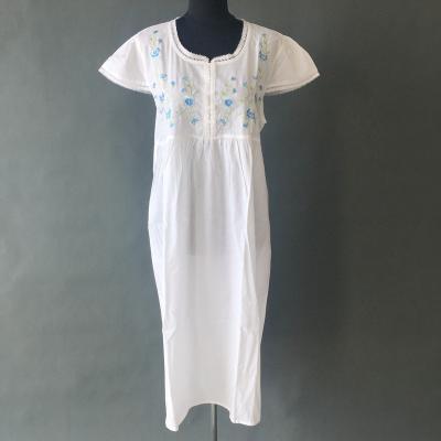 China Breathable White Cotton Ladies Nightgown Nightgowns Sleepwear for sale