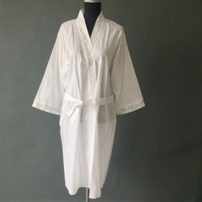 China Cotton Sleepwear Nightgown Long Robe QUICK DRY Embroidered White Kimono for sale