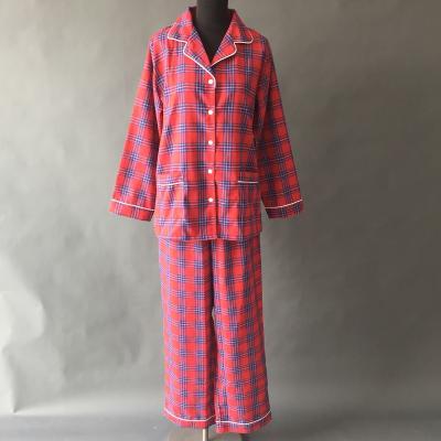 China Breathable Red Tartan Long Sleeve Tailored Pajamas Sleepwear for sale