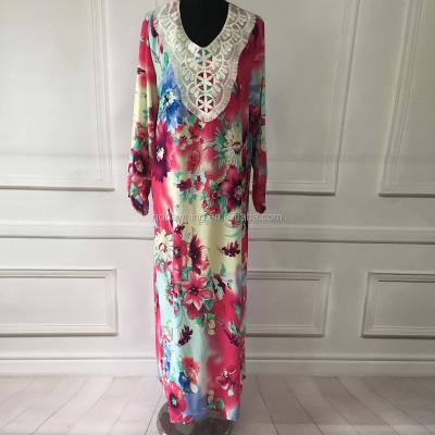 China Breathable Rayon Printed Arabic Style Robes Nightgown for sale