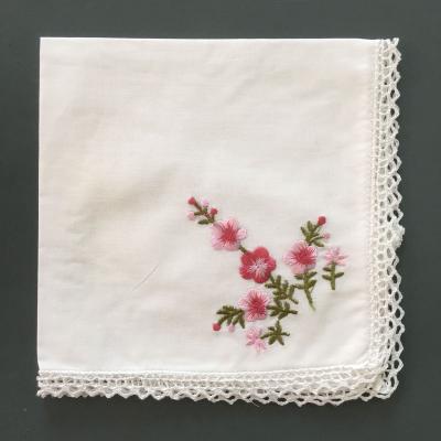 China Factory Direct Selling Other Girl's Pocket White Square Embroidered Handkerchief for sale