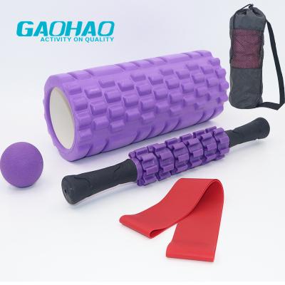 China GAOHAO eco-friendly yoga massager set, women fitness plastic wheel, ball, beauty bar, resistance bands, bag package for sale