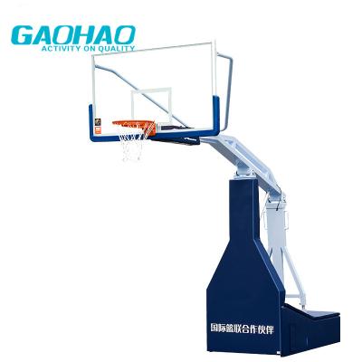 China GAOHAO electro hydraulic basketball backstop FIBA ​​approved competition high elasticity club school college basketballbackstop for sale