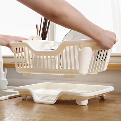 China Stocked Single Row Kitchen PP Dish Rack Plastic Dish Rack Over Sink Dish Drying Rack for sale