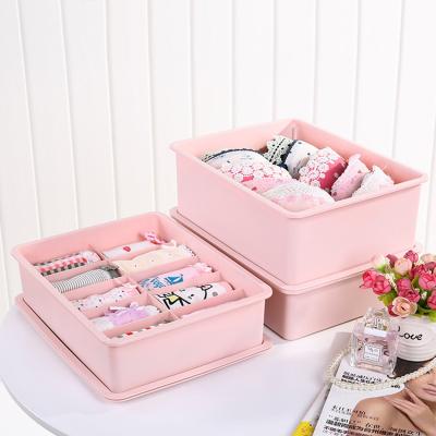 China Drawer storage box clothes OEM custom stackable home cube Amazon logo hot sale plastic socks storage box for underwear with lid for sale