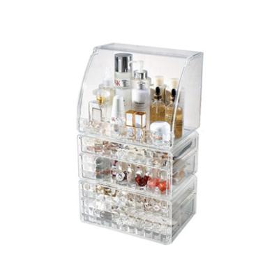 China Viable Multifunctional Dustproof Four Drawer 3 Layers Show Acrylic Transparent Cosmetic Storage Box for sale