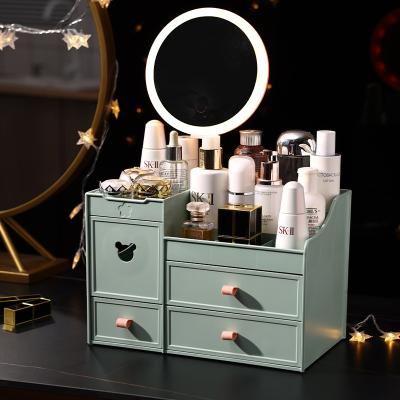 China 2021 Hot Sustainable Amazon Makeup Organizer Rotating Premium Beauty Organizer Cosmetic Case 4 Acrylic Cosmetic Drawers Make Up Box for sale