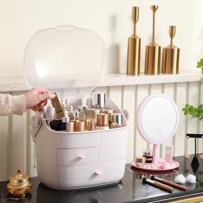 China Travel Viable Plastic Clear Jewelry Storage Boxes Dresser Table Drawer Table Bathroom Cosmetic Bathroom Desk Make Up Organizer for sale