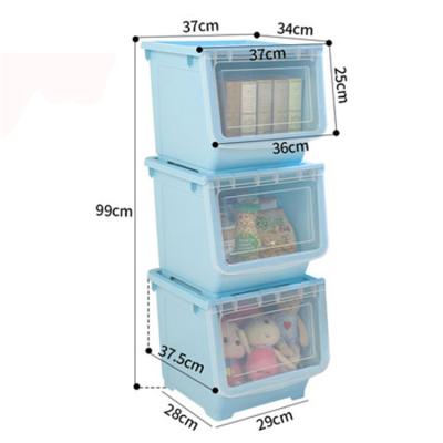 China Large Capacity Box Multifunctional Sustainable Finished Home Decor Tilt Stackable Storage Bin for sale