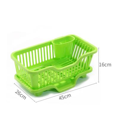 China Environmental protection material plastic rectangle stocked thickened drying dish rack with cutlery basket for sale