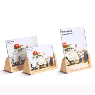 China Simple Wooden U-shape 4x6 5x7 6x8 8x10 Acrylic Picture Photo Table Frame for sale