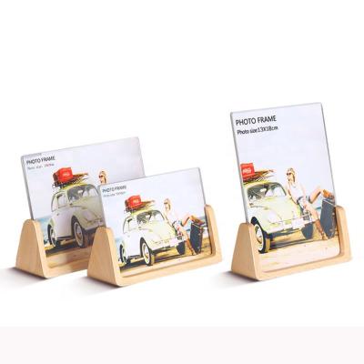 China Simple Wooden U-Shape Acrylic Tabletop Photo Frame 4x6 5x7 6x8 8x10 for sale