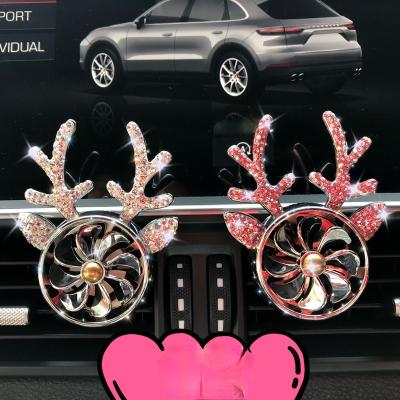 China Eco-Friendly Diamond-Studded Antlers Car Air Vent Clip Perfume Car Air Freshener Customized Fragrances for sale