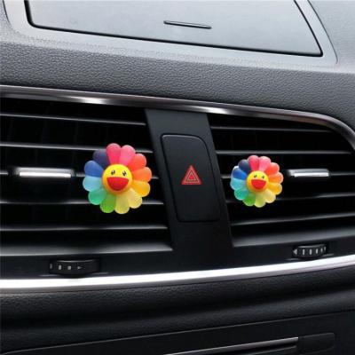 China Eco-friendly Promotional Pair Of Sunflowers Air Freshener Car Clip Diffuser Colorful Aromatherapy For Girl for sale