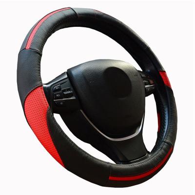 China Universal Sports Car Steering Wheel Cover Luxury Genuine Leather For Girls Red Steering Wheel Cover for sale