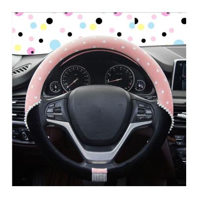 China Comfortable Ladies Car Wheel Cover Steering Slip And Sweat Yellow Car Steering Wheel Cover for sale