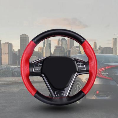 China DIY Car Handlebar Breathable Genuine Leather Classic Steering Wheel Cover for sale