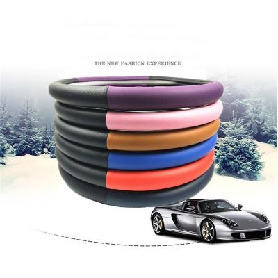 China Custom Wholesale Personalized Cheap Non Slip Durable Colorful PU Leather Auto Steering Wheel Cover Universal for sale