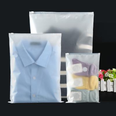 China Custom Logo Printed Padded Underwear Transparent PE Plastic Frosted Ziplock Garment Bag for Clothing for sale