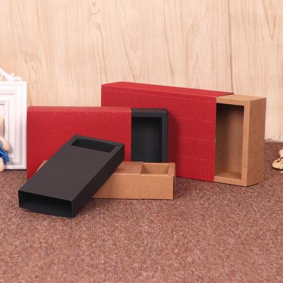 China Custom Luxury Eco Friendly Brown Kraft Paper Foldable Underwear Socks Gift Drawer Box for sale