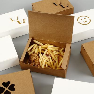 China Disposable Custom Fast Food Takeout Storage Bread French Fries Chicken Anti-oil Kraft Paper Packaging Box for sale