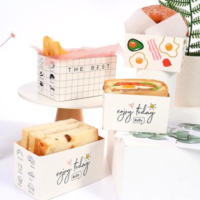 China Sandwich Hand Holder Bread Egg Toast Doughnut Patty Hamburger Carton Thick Packaging Box for sale