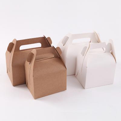 China Wholesale Custom Logo Hand-held Pastry Cake Fried Chicken Baking Carton Kraft Paper Box for sale