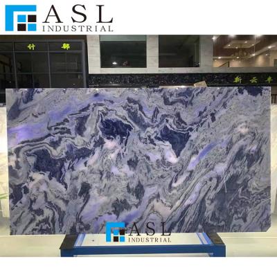 China Modern Luxury Ocean Blue Marble Stone And White Color Ocean Blue Marble Extreme Flooring Tile for sale