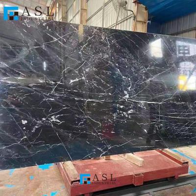 China Factory Direct Modern Black Italian Imperial Turkish Marble Slab Stone Black Color Black Color Greece Marquina Snow Factory Polished Marble Tile for sale