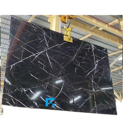 China Modern Polished Glossy Black Tiles Natural White Veins Design Chinese Bathroom Stone Slab Floor Nero Margiua Tiles And Pure Blac for sale