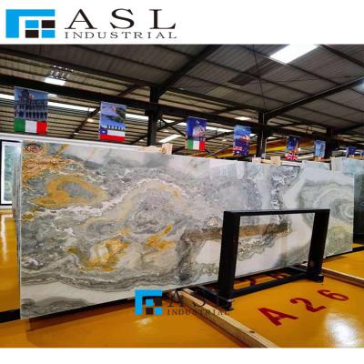 China Modern Highly Polished Blue Onyx Stone Ice Onyx Panel Green Gold Tiles Onyx Panel Onice Marble Royal Blue Flooring Kwartsiet for sale