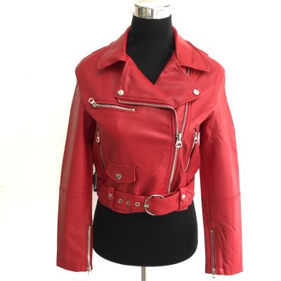 China 2020 Ladies Eco-friendly Eco-friendly PU Leather Short Jacket With Coat High Quality Women's Red Jacket Clothing Stock Lot for sale