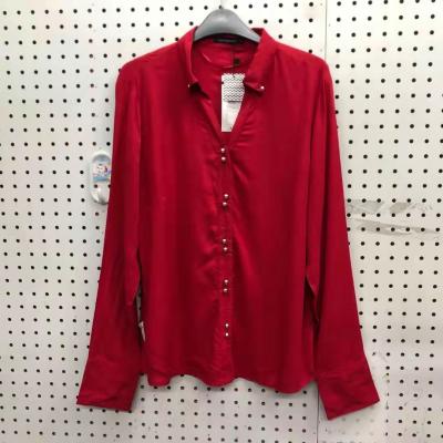 China Fashion Breathable Squishy Red Long Sleeve Shirt Women's Casual Blouses 100% For Women for sale