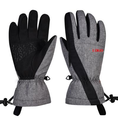 China Custom Logo Winter Skiing Touch Screen Fashion Long Mittens Gloves Manufacturers Warm Waterproof Leather Gloves for sale