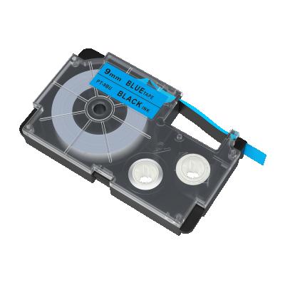 China COMPATIBLE compatible 9mm label tape xr-9bu black on blue tape PT-9BU for KL-7400 KL-820 KL-130 label printer for sale