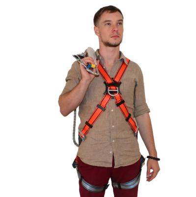 China Full Body Fall Protection Polyester Safety Belt Industrial Harness Construction Shock Absorbing Lanyard for sale