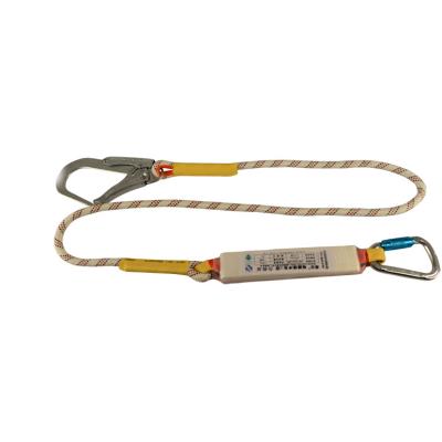 China Polyester Fall Protection Posturing Adjustable Single Y Lanyard With Shock Absorber for sale