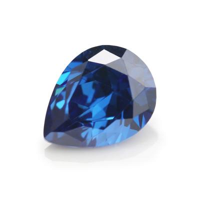 China Color Play or Fire Spot Stones Wholesale Loose Pear Shaped Cut Zirconium AAA Medium Blue Zircon 2x3~15x20mm Loose Gemstones for sale