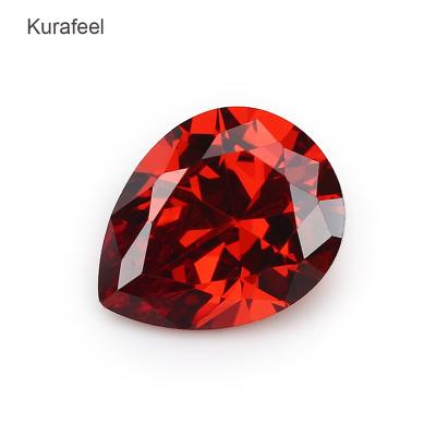 China Game Or Fire Color Point Pear Shaped Medium Garnet Red Synthetic CZ Diamond Micro Set 2X3~13X18mm A.C.A. for sale