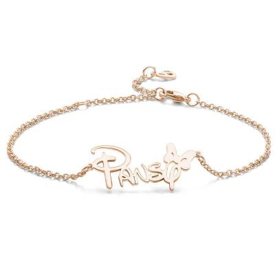 China 2021 TRENDY Lady Anklet Butterfly Children's Silver Anklet Accessories Customized by Customized Personalized Name Mother's Day Gift for sale