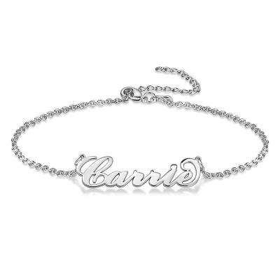 China Wholesale FASHIONABLE Engraving Custom Nameplate Laser Mother's Day Name Letter Letter Ladies Anklet for sale