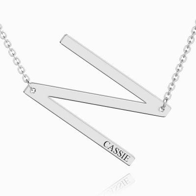 China TRENDY Mother's Day Customized Simple Creative Design Wholesale Stainless Steel English Letter N Surname Initial Necklace for sale