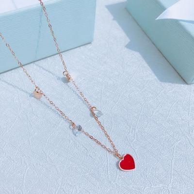 China TRENDY Rose Gold Fiery Heart Shaped Mother's Gift Clavicle Necklace Jewelry for sale