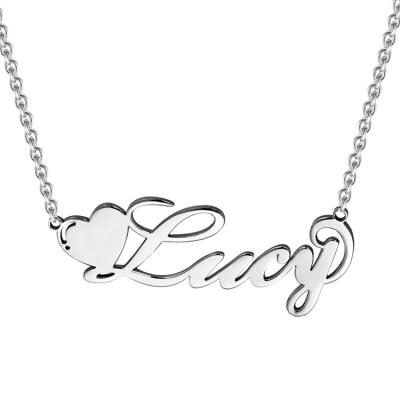 China TRENDY Custom Heart Shaped Mother's Day Name Men and Women Gold Plated Stainless Steel Necklace Jewelry for sale